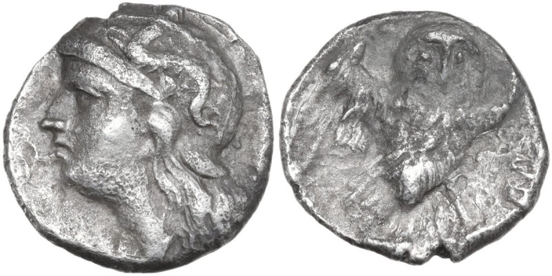 Greek Italy. Southern Apulia, Tarentum. AR Drachm, 280-272 BC. Obv. Head of Athe...