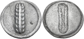 Greek Italy. Southern Lucania, Metapontum. AR Stater, 510-470 BC. Obv. Ear of barley. Rev. Incuse ear of barley. HN Italy 1482; HGC 1 1028. AR. 6.95 g...