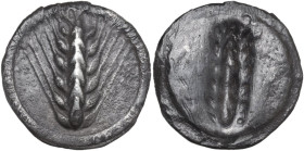 Greek Italy. Southern Lucania, Metapontum. AR Stater, 510-470 BC. Obv. Ear of barley. Rev. Incuse ear of barley. HN Italy 1482; HGC 1 1028. AR. 7.39 g...