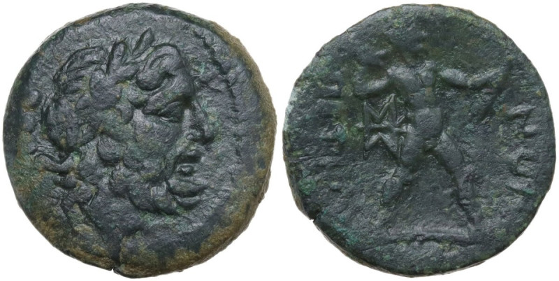 Greek Italy. Bruttium, Petelia. AE Quadrans, 104-200 BC. Obv. Laureate head of Z...