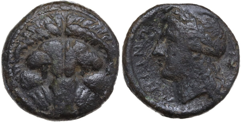 Greek Italy. Bruttium, Rhegion. AE 20 mm, 351-280 BC. Obv. Lion's mask facing. R...