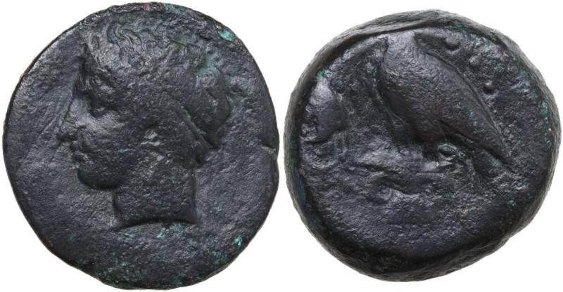 Sicily. Akragas. AE Hemilitron, end of 5th century BC. Obv. Diademed head of riv...