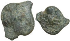 Sicily. Eryx. AE Onkia (?), c. 330-260 BC. Obv. Female head left (Aphrodite?). Rev. Octopus. HGC 2 949 (Motya). AE. 1.35 g. 12.25 mm. VF.