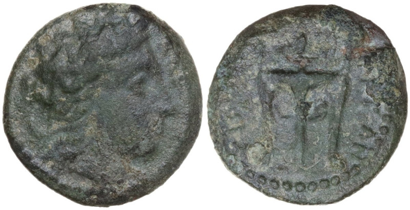 Sicily. Morgantina. AE 14 mm, 339-317 BC. Obv. Laureate head of Apollo right. Re...