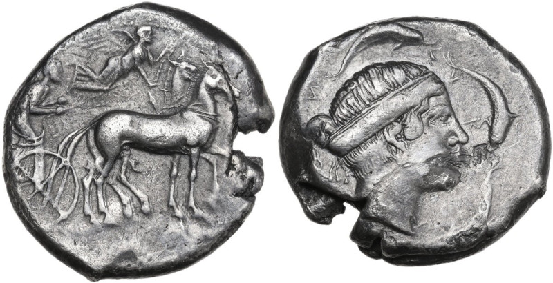 Sicily. Syracuse. Second Democracy (466-405 BC). AR Tetradrachm, c. 430 BC. Obv....