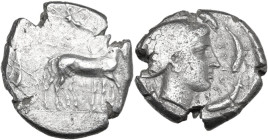 Sicily. Syracuse. Second Democracy (466-405 BC). AR Tetradrachm, c. 420 BC. Obv. Charioteer driving slow biga right; above, Nike flying left, crowning...