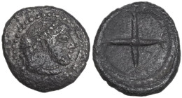 Sicily. Syracuse. Second Democracy (466-405 BC). AR Litra, c. 470 BC. Obv. Head of Arethusa right. Rev. Wheel with four spokes; Σ-Y-R-A between. HGC 2...
