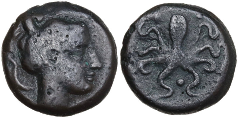 Sicily. Syracuse. Second Democracy (466-405 BC). AE Tetras, after 425 BC. Obv. H...