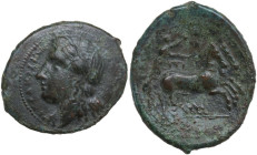 Sicily. Syracuse. Agathokles (317-289 BC). AE 26 mm. Obv. Head of Persephone left, wearing wreath of grain. Rev. Nike in biga right; above, star. CNS ...