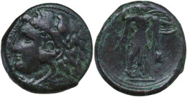 Sicily. Syracuse. Pyrrhos (278-276 BC). AE 22 mm. Obv. Head of Herakles left, wearing lion's skin. Rev. Athena Promachos right; to right, uncertain ob...