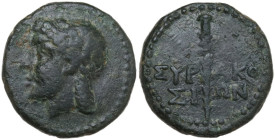 Sicily. Syracuse. Roman Rule. AE 14 mm, after 212 BC. Obv. Laureate head of Apollo left,. Rev. Torch. CNS II 221. AE. 2.69 g. 14.00 mm. About VF/VF.