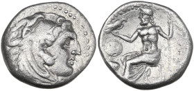 Continental Greece. Kings of Macedon. AR Drachm, in the name and type of Alexander the Great, uncertain mint in Asia Minor, 323-280 BC. Obv. Head of H...