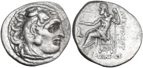 Continental Greece. Kings of Macedon. Lysimachos (305-281 BC). AR Drachm. Obv. Head of Herakles right, wearing lion's skin. Rev. Zeus Aëtophoros seate...