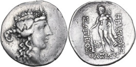 Continental Greece. Islands off Thrace, Thasos. AR Tetradrachm, 148-80 BC. Obv. Head of Dionysos right, wearing wreath of ivy. Rev. Herakles standing ...