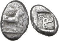 Greek Asia. Lycia. Kuprilli. AR Stater, c. 450-430 BC. Obv. Goat standing right. Rev. Triskeles within incuse square. Von Aulock 4143. AR. 8.14 g. 19....
