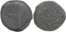 Greek Asia. Judaea, Jerusalem. AE Prutah in the name of Tiberius (14-37) and Julia Augusta (Livia), procurator Valerius Gratus (15-26), dated RY 11 (2...