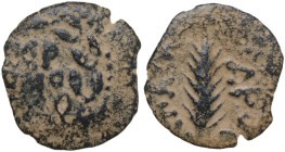 Greek Asia. Judaea. Procurator Porcius Festus (59-62). AE Prutah, Jerusalem mint, struck in the name of Nero, dated RY 5 (58-59). Obv. Inscription wit...