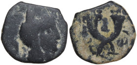 Greek Asia. Nabatea. Aretas IV (9 BC - 40 AD). AE, Petra mint. Obv. Bust of Aretas IV. Rev. Crossed cornucopiae. SNG ANS 1428. AE. 2.24 g. 14.00 mm. F...