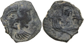 Greek Asia. Nabatea. Rabbel II (70-106 AD). AE, Petra mint. Obv. Busts of Rabbel and Gamilat right. Rev. Crossed cornucopiae. SNG ANS 1446-1451. AE. 3...