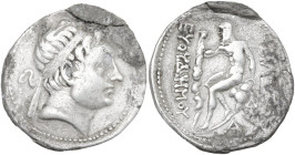 Greek Asia. Baktria, Indo-Greek Kingdoms. Euthydemos I (230-190 BC). AR Tetradrachm, A mint, c. 206-200 BC. Obv. Diademed head right. Rev. Herakles se...