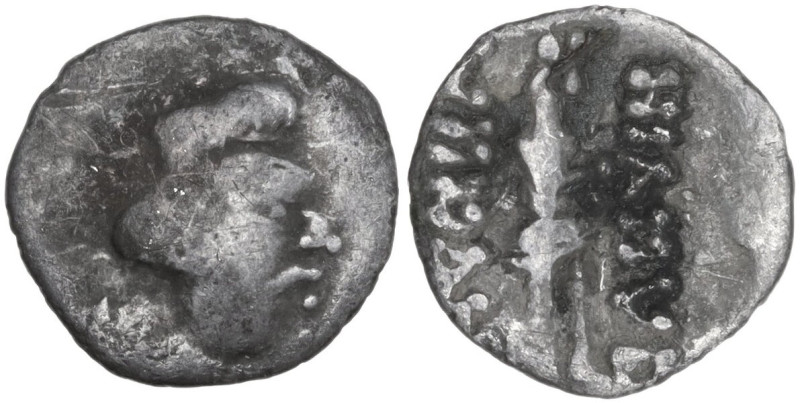 Kujula Kadphises (50-90 AD). AR Obol, 'Heraus' type, uncertain mint in Tajikista...