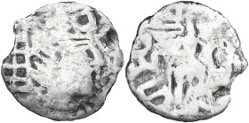 Lords of Bukhara. AR Drachm, Bukhara, temp. Al-Mahdi (158-169 H / 775-785 AD). Obv. Crown bust to right; behind, 'al-Mahdi' in Kufic; before, 'Lord of...