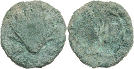 Anonymous. AE Aes grave. Sextans, 269-266 BC. Obv. Exterior of cockle shell flanked by two pellets. Rev. Interior of cockle shell. Cr. 21/5. AE. 38.31...