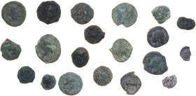 Greek Sicily. Multiple lot of twenty (20) unclassified silver and bronze coins from Punic and Greek Sicily.
