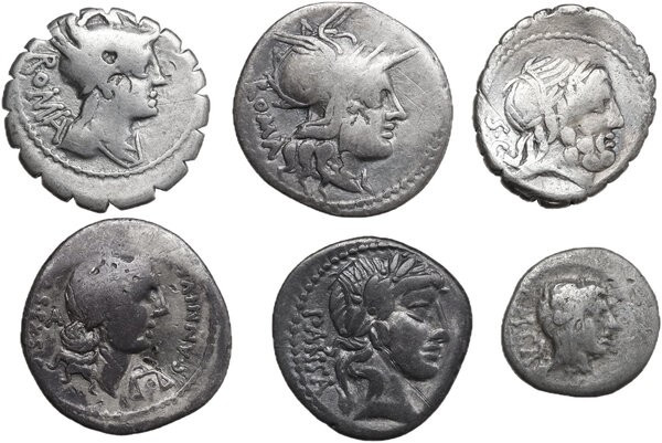 Roman Republic. Multiple lot of six (6) unclassified silver coins.
