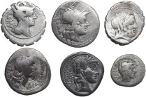 Roman Republic. Multiple lot of six (6) unclassified silver coins.