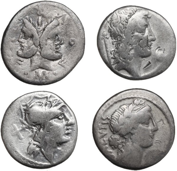 Roman Republic. Multiple lot of four (4) unclassified silver coins.
