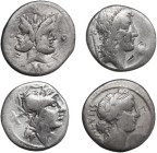 Roman Republic. Multiple lot of four (4) unclassified silver coins.