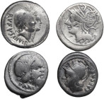 Roman Republic. Multiple lot of four (4) unclassified silver coins.
