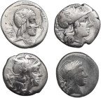 Roman Republic. Multiple lot of four (4) unclassified silver coins.
