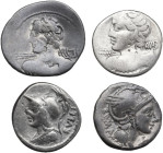 Roman Republic. Multiple lot of four (4) unclassified silver coins.