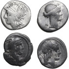 Roman Republic. Multiple lot of four (4) unclassified silver coins.
