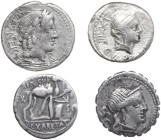 Roman Republic. Multiple lot of four (4) unclassified silver coins.