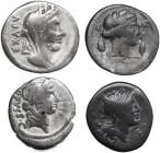 Roman Republic. Multiple lot of four (4) unclassified silver coins.