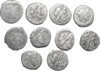 Roman Republic. Multiple lot of ten (10) unclassified silver Victoriati. Nice study lot.