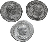 The Roman Empire. Multiple lot of three (3) unclassified silver Antoniniani. Good general conditions.