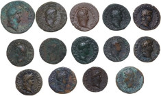The Roman Empire. Multiple lot of fourteen (14) unclassified bronze coins of Nero. Interesting study lot.