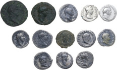 The Roman Empire. Multiple lot of thirteen (13) roman bronze and silver coins.