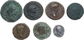 The Roman Republic and Empire. Multiple lot of seven (7) roman bronze and silver coins.