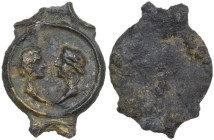 The Roman Empire. PB Tessera, 1st century BC-1st century AD. D/ Male and female busts vis-à-vis. R/ Blank. PB. 0.63 g. 14.00 mm. At the edges traces o...