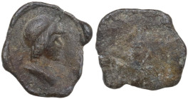 The Roman Empire. PB Tessera, 1st century BC-1st century AD. D/ Helmeted youthful head right. R/ Blank. PB. 0.59 g. 12.00 mm. About VF.