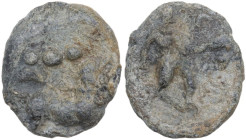 The Roman Empire. PB Tessera, 1st century BC-1st century AD. D/ Uncertain. R/ Eagle standing three-quarters to right, wings open. PB. 2.90 g. 14.00 mm...