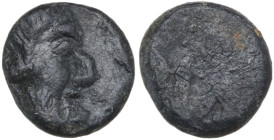 The Roman Empire. PB Tessera, 1st century BC-1st century AD. D/ Head of bearded male right. R/ Blank. PB. 1.95 g. 10.00 mm. About VF.