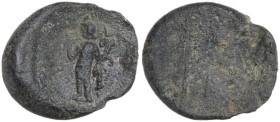 The Roman Empire. PB Tessera, 1st century BC-1st century AD. D/ Genius standing left, raising right hand and holding cornucopiae with fillets in the l...