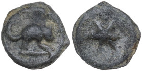 The Roman Empire. PB Tessera, 1st century BC-1st century AD. D/ Monkey (?) right. R/ Star with six rays. AE. 0.94 g. 11.00 mm. About VF.