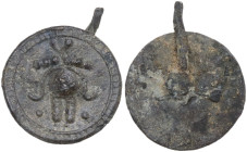 The Roman Empire. PB Tessera, 1st century BC-1st century AD. D/ Headdress of Isis. R/ Blank. PB. 0.83 g. 14.00 mm. VF.